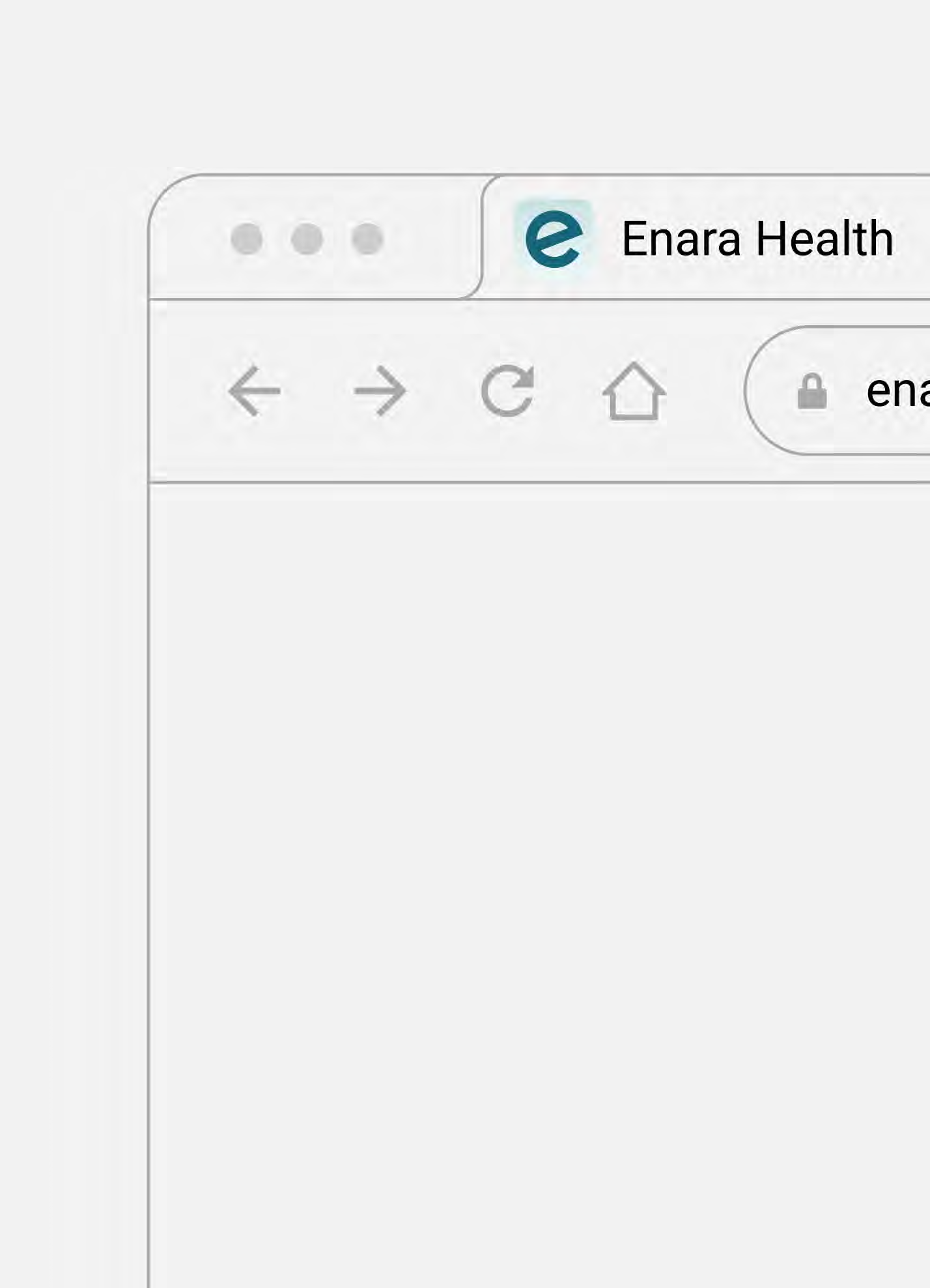 Browser favicon mockup showing the Enara "e" mark in a browser tab